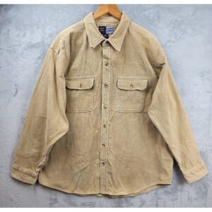 Merrill & Forbes Heavy Corduroy Shirt Men XXL Pockets Casual Shacket Khaki